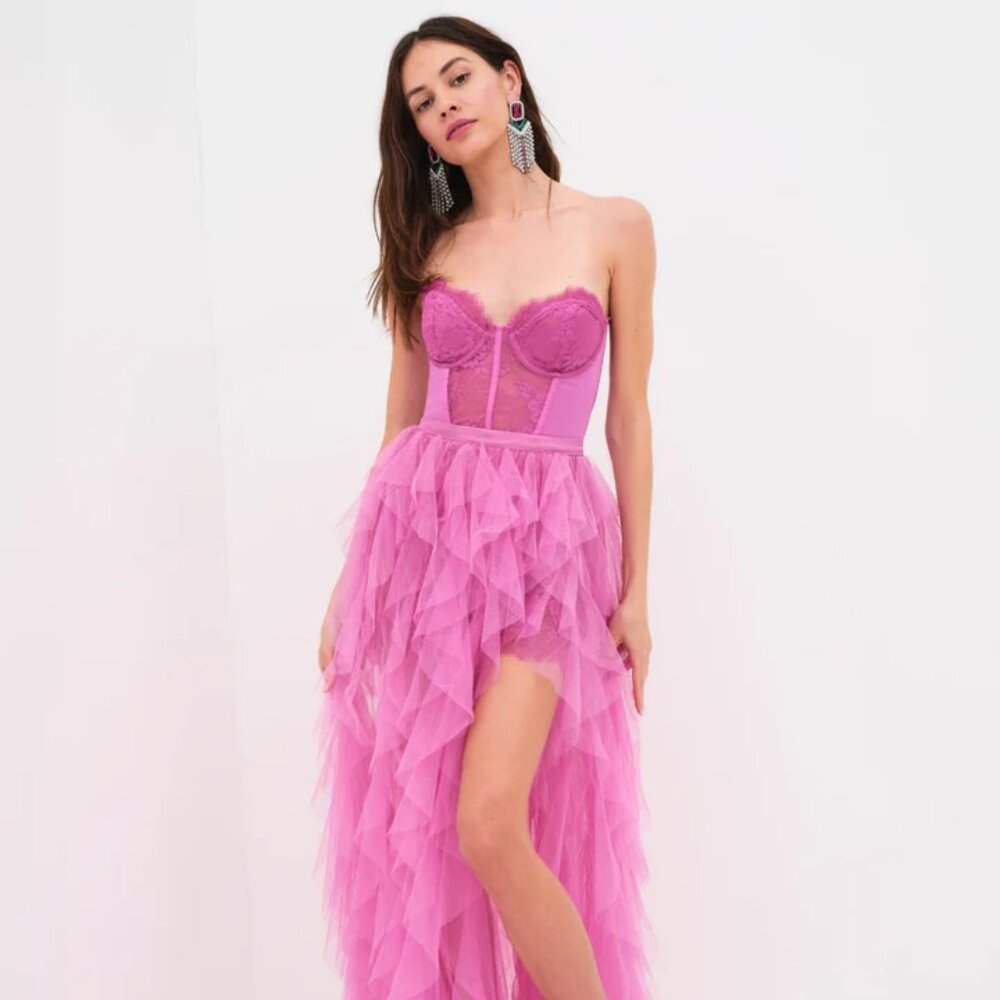 FOR LOVE & LEMONS Bustier Gown/Dress In Pink NWT